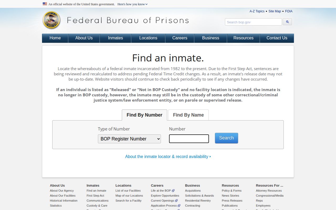 Meade County released inmate federal BOP locator
