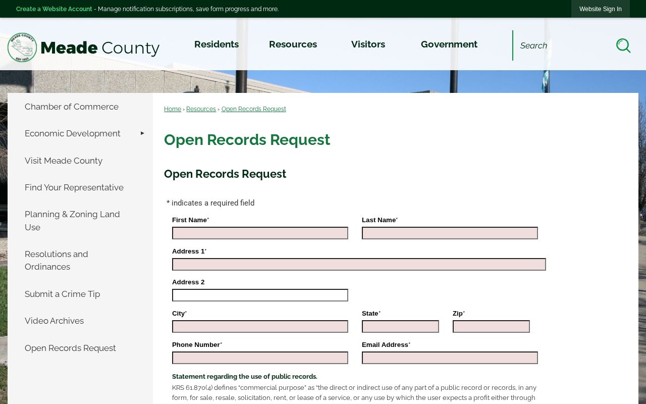 Meade County 24-hour release record request portal